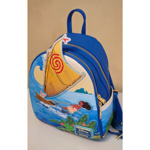 Loungefly Disney Moana Pua Canoe Boat Mini Backpack Bag Blue Ocean